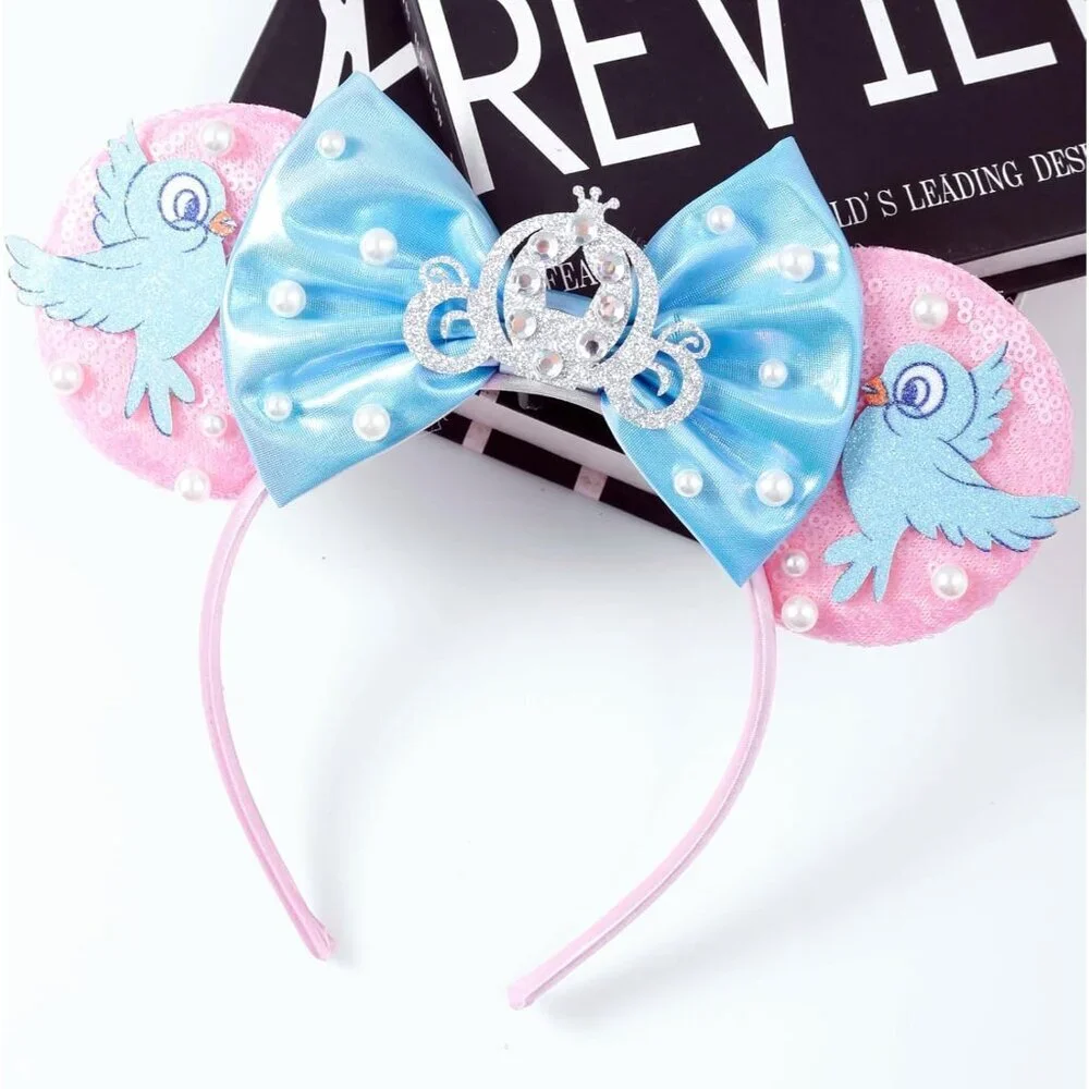 Mouse Ear Headbands Glitter Bow Kids Adults Birthday Party Costume Accessory